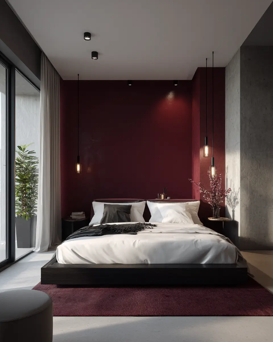 Burgundy Modern Bedroom Decor Ideas