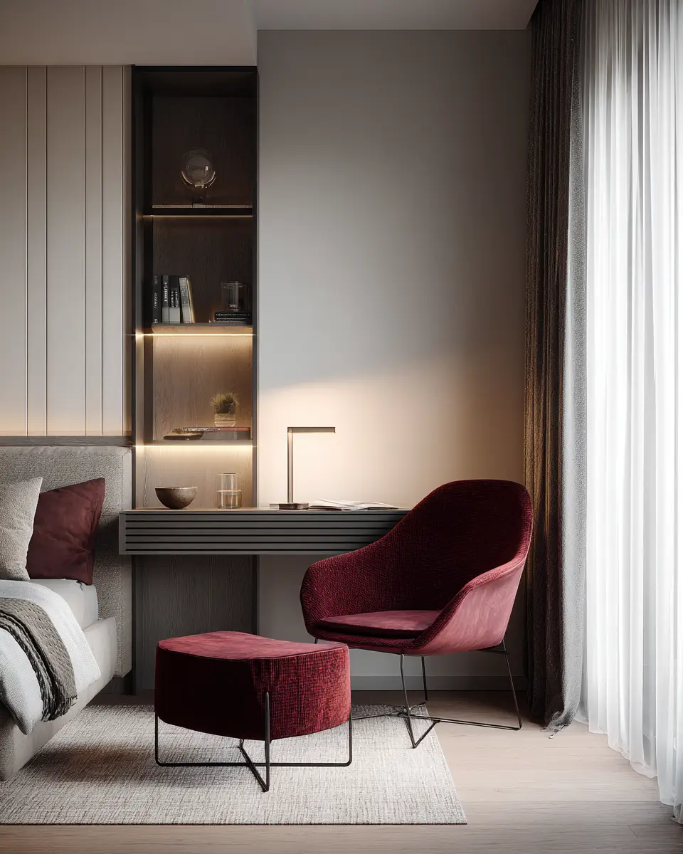 Burgundy Modern Bedroom Decor Ideas