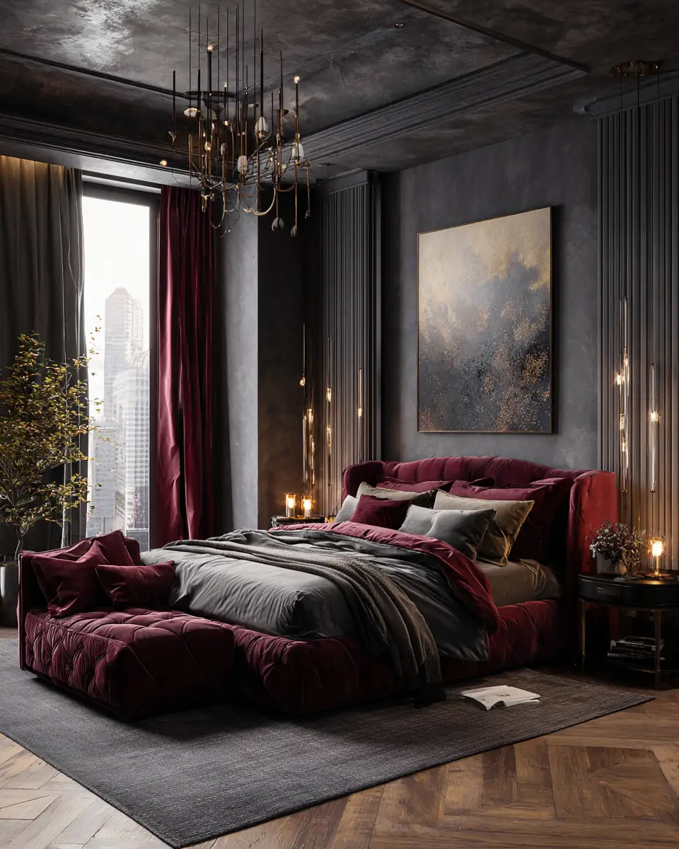 Burgundy Modern Bedroom Decor Ideas