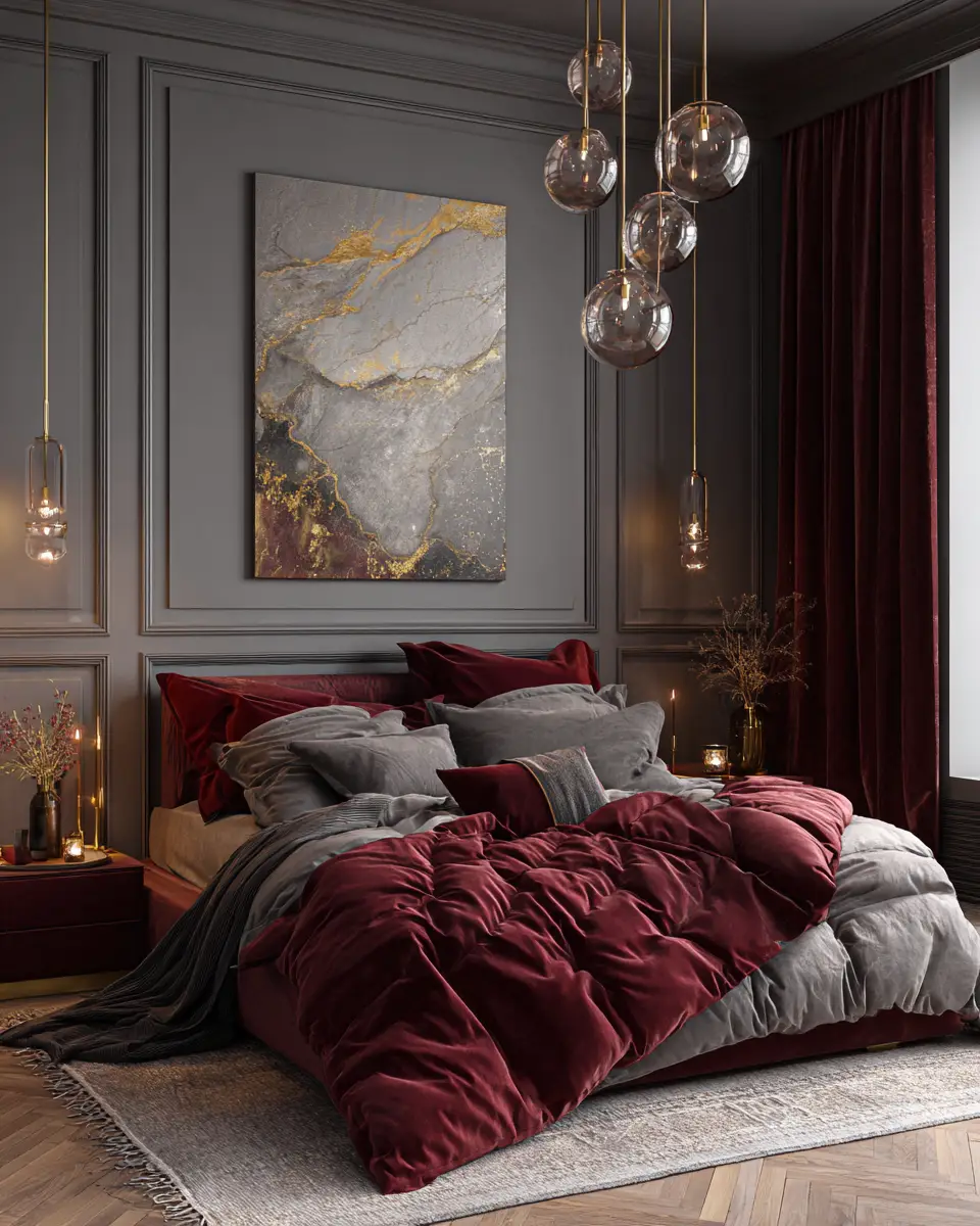 Burgundy Modern Bedroom Decor Ideas