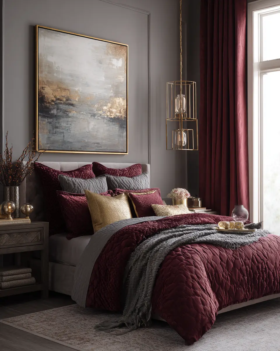 Burgundy Modern Bedroom Decor Ideas