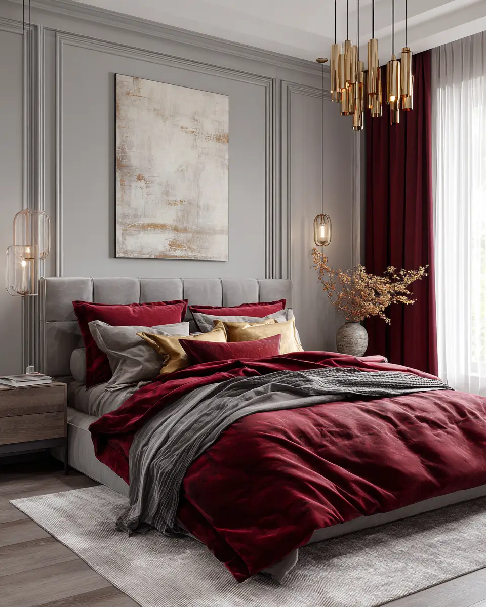 Burgundy Modern Bedroom Decor Ideas