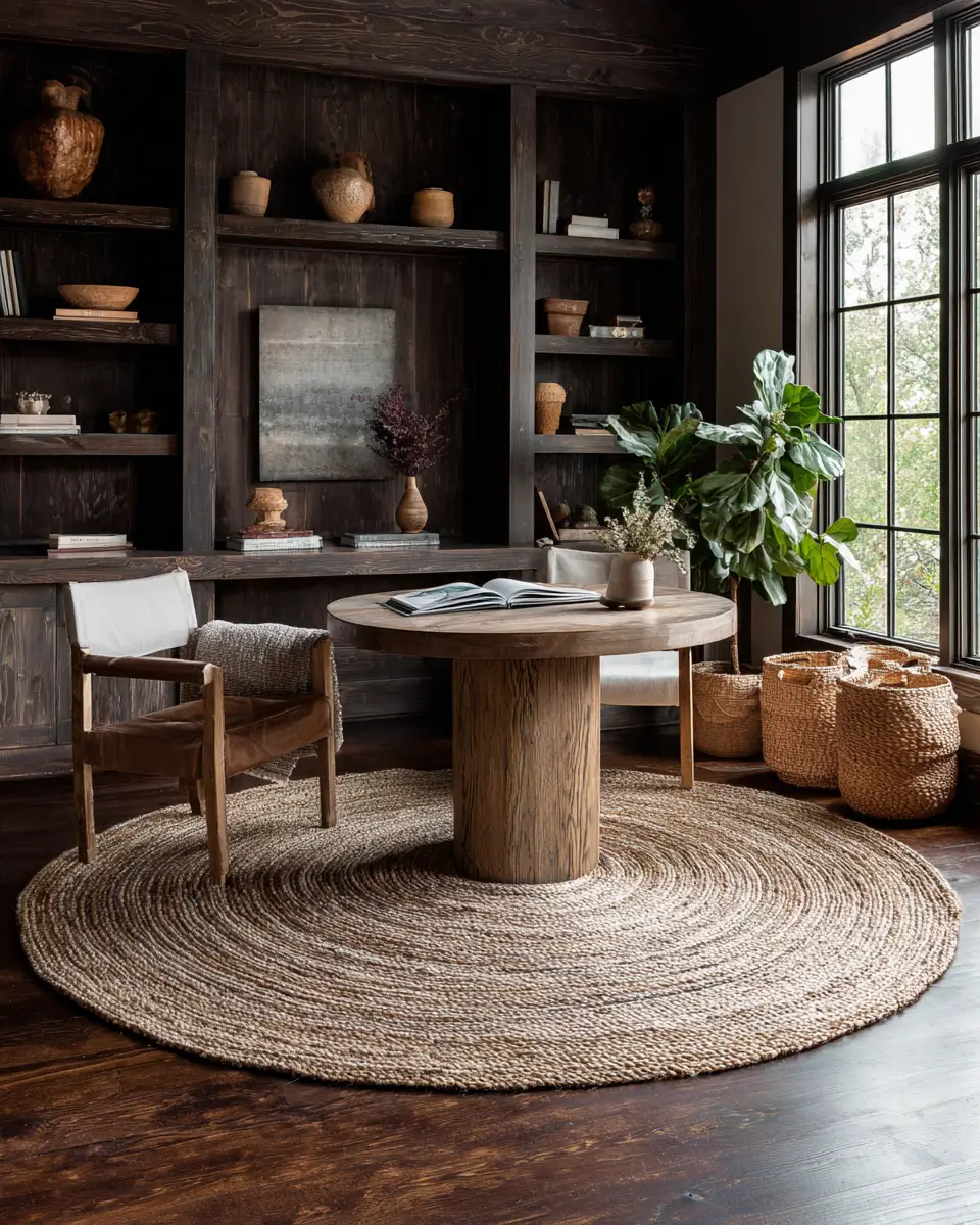 Burgundy Rustic Home Office Decor Ideas