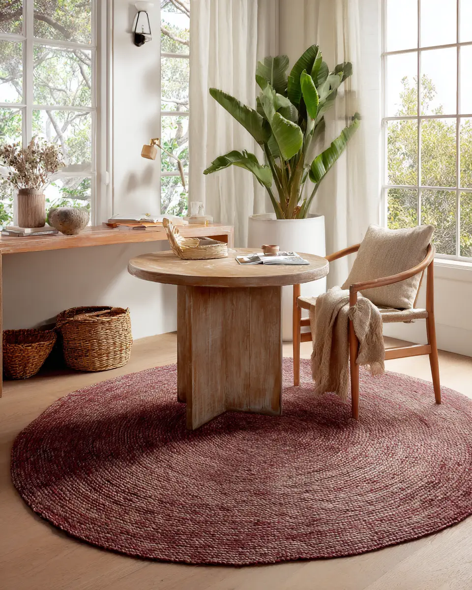 Burgundy Rustic Home Office Decor Ideas