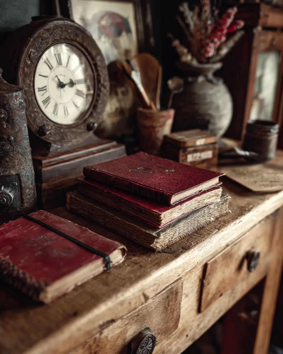 Burgundy Rustic Home Office Decor Ideas