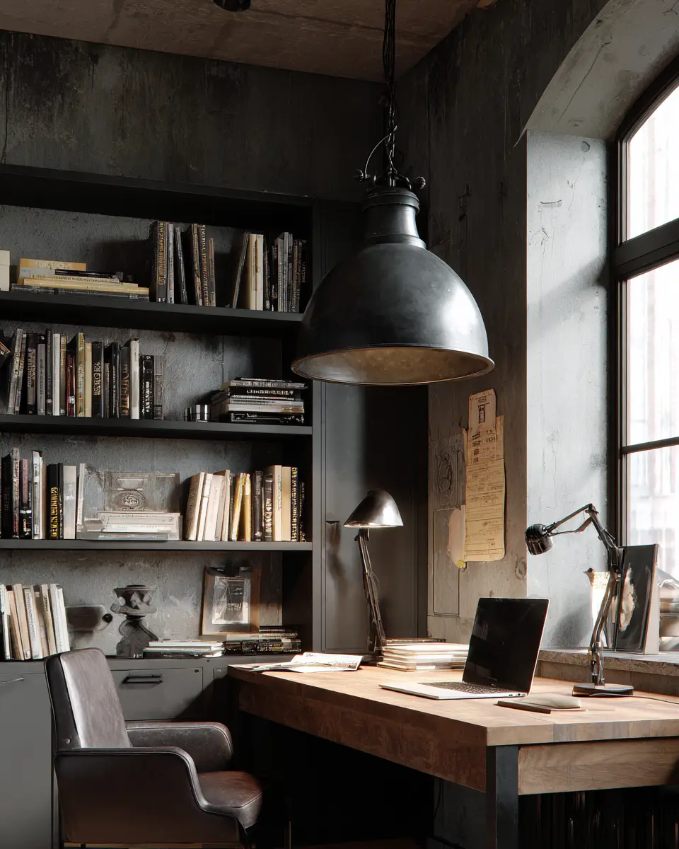 Burgundy Rustic Home Office Decor Ideas