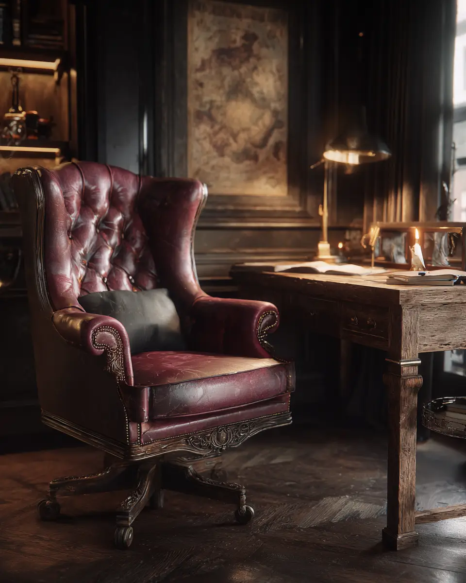 Burgundy Rustic Home Office Decor Ideas