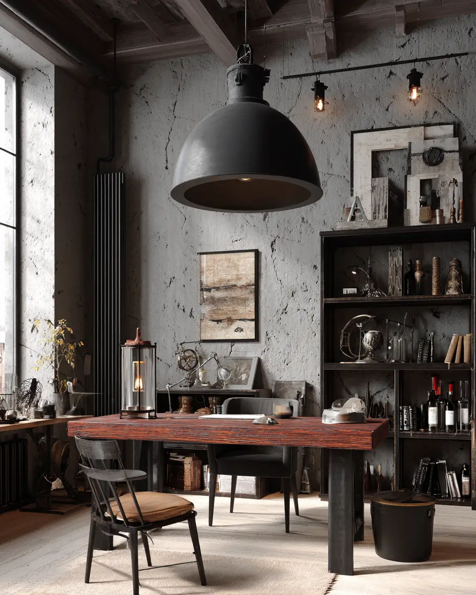 Burgundy Rustic Home Office Decor Ideas