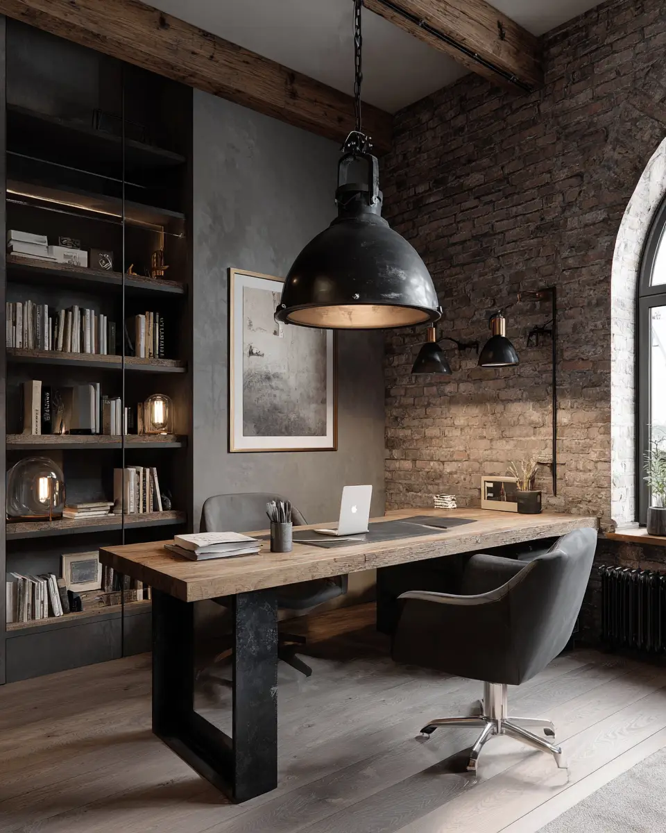 Burgundy Rustic Home Office Decor Ideas