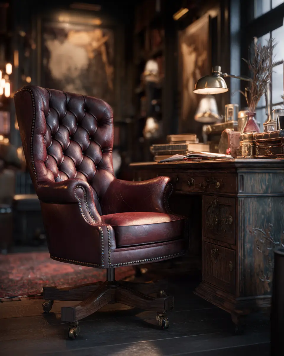 Burgundy Rustic Home Office Decor Ideas