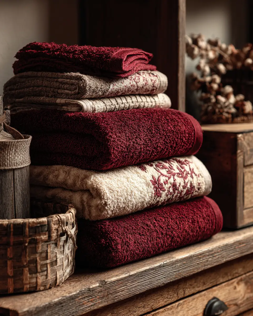 Burgundy Rustic Laundry Room Decor Ideas