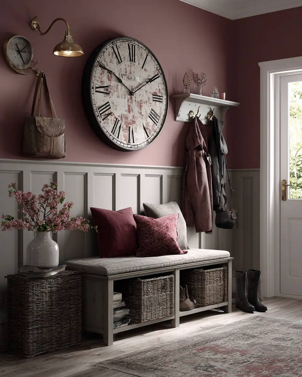 Burgundy Rustic Laundry Room Decor Ideas