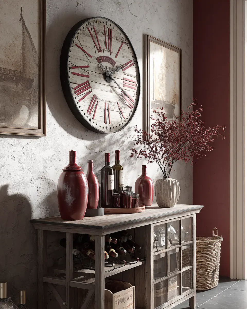 Burgundy Rustic Laundry Room Decor Ideas