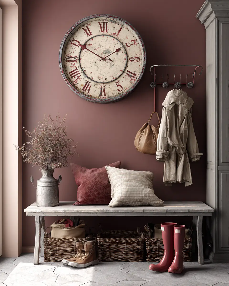 Burgundy Rustic Laundry Room Decor Ideas