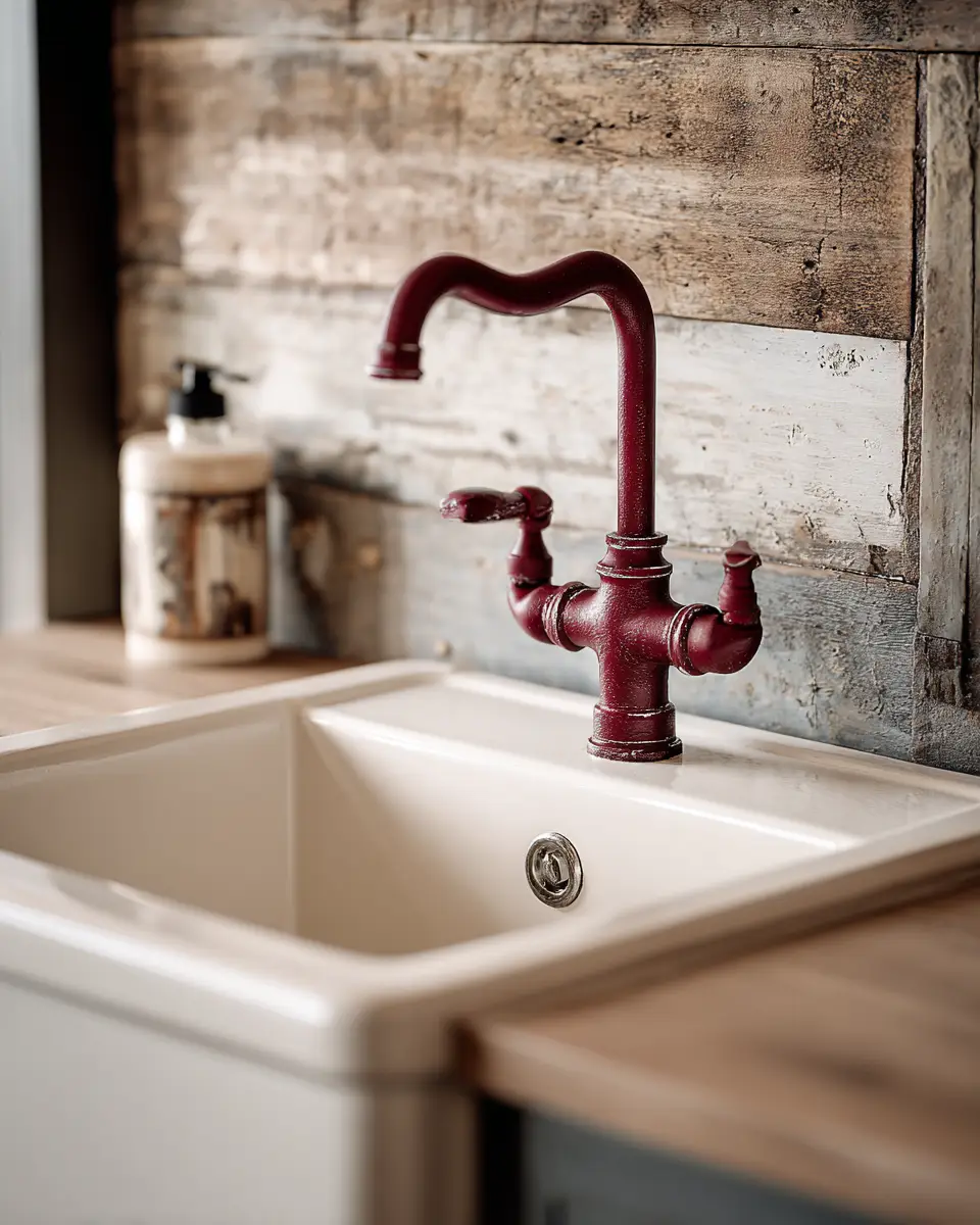 Burgundy Rustic Laundry Room Decor Ideas