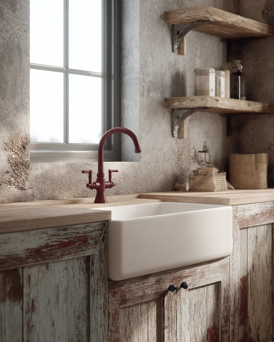 Burgundy Rustic Laundry Room Decor Ideas