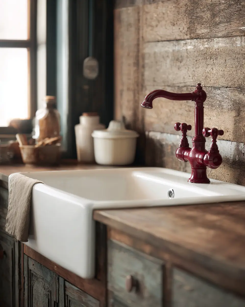 Burgundy Rustic Laundry Room Decor Ideas