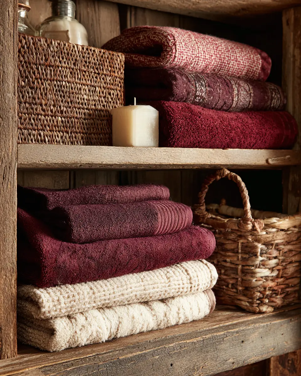 Burgundy Rustic Laundry Room Decor Ideas