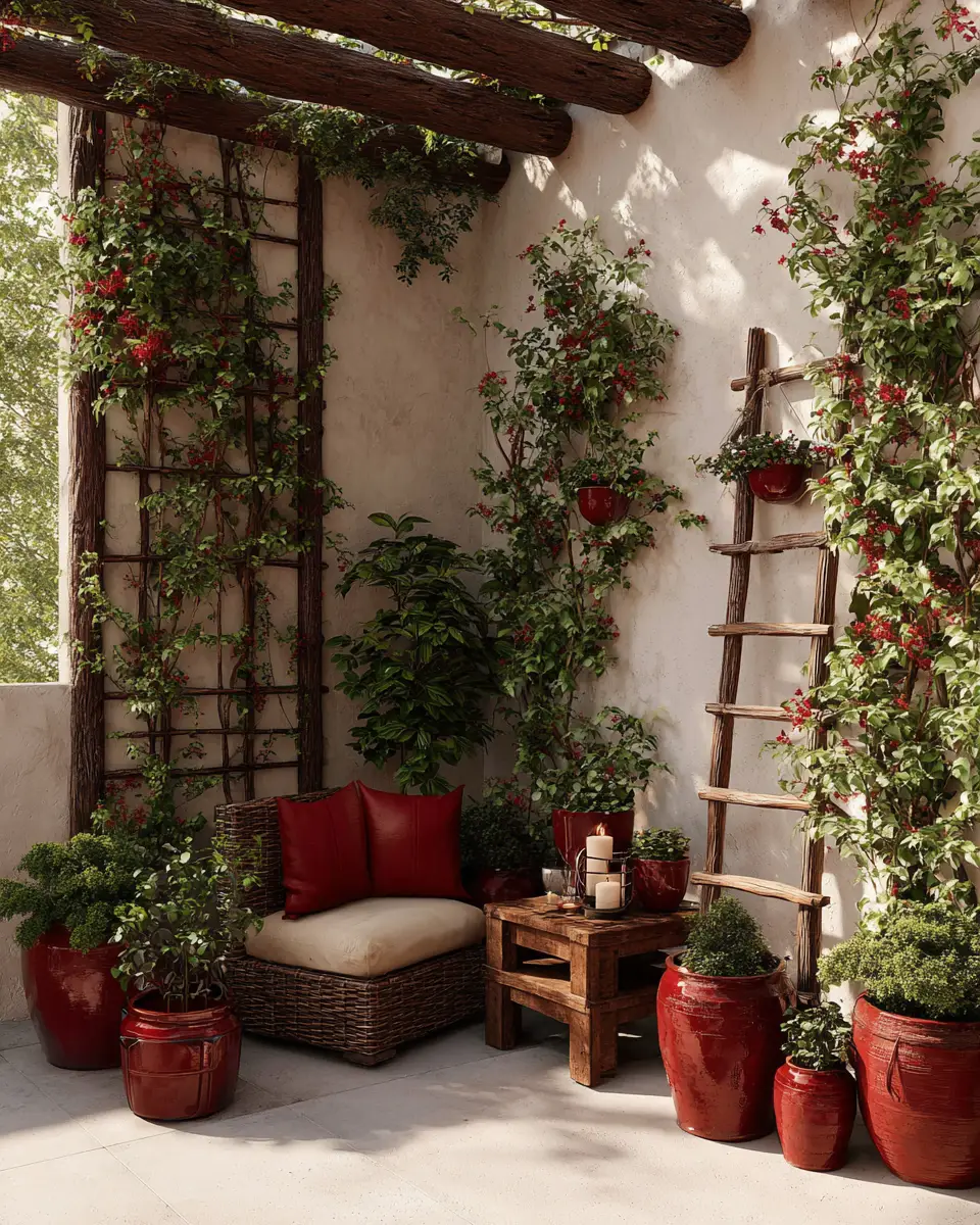 Burgundy Rustic Patio Decor Ideas