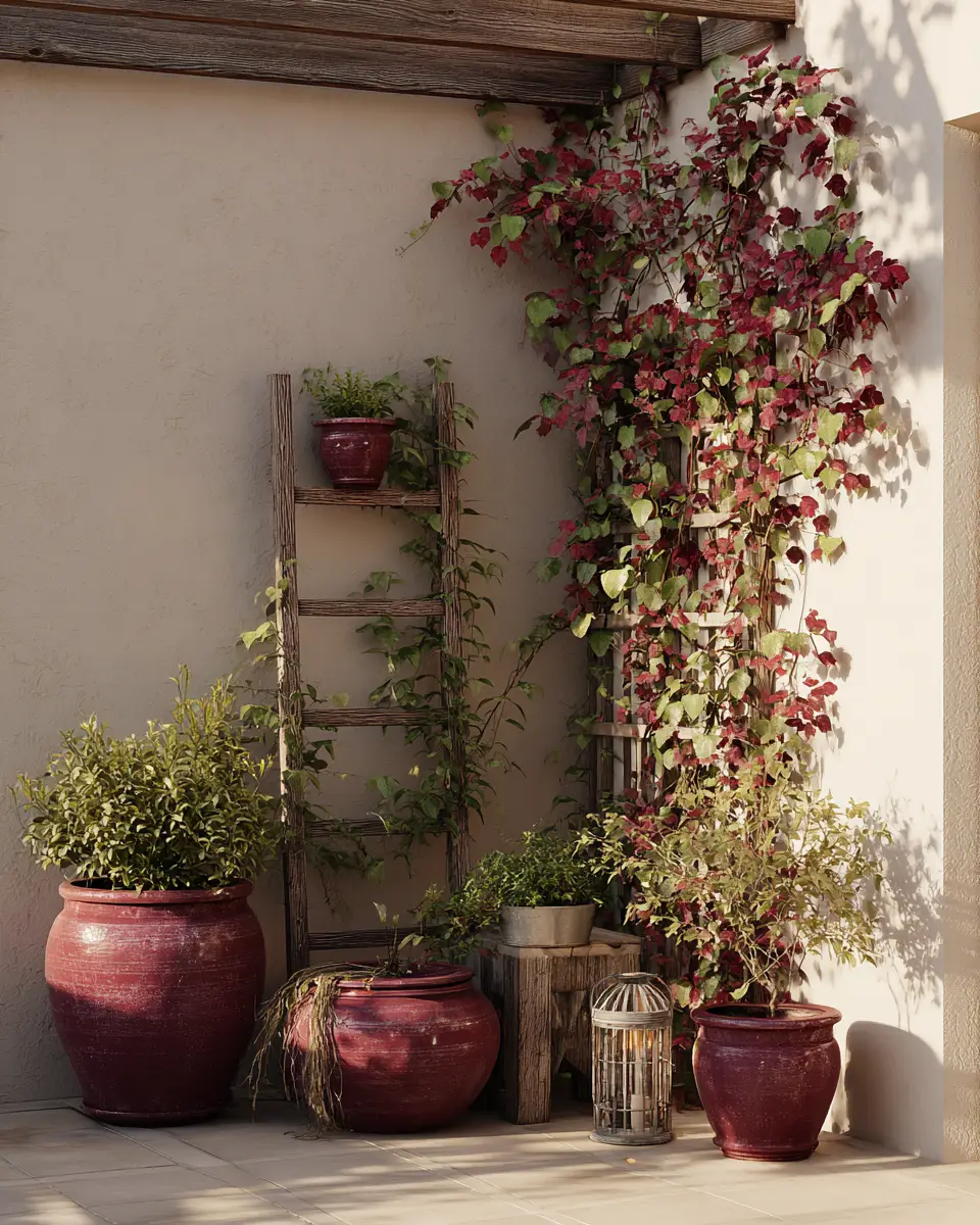 Burgundy Rustic Patio Decor Ideas