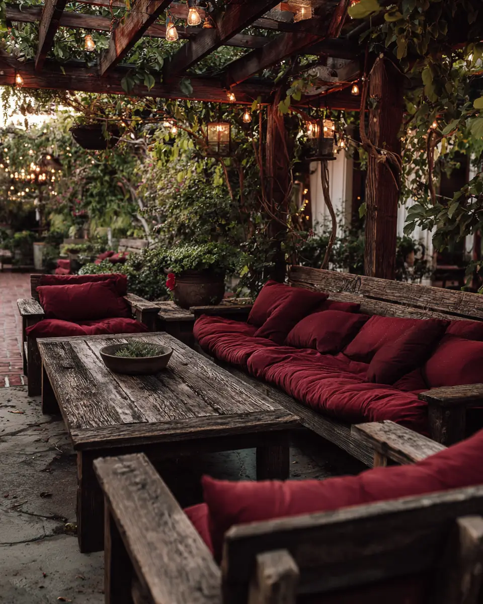 Burgundy Rustic Patio Decor Ideas