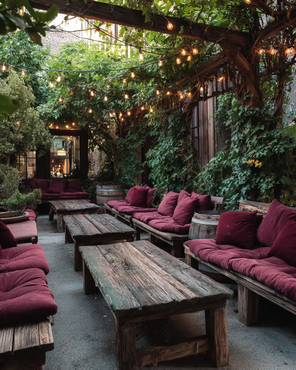 Burgundy Rustic Patio Decor Ideas