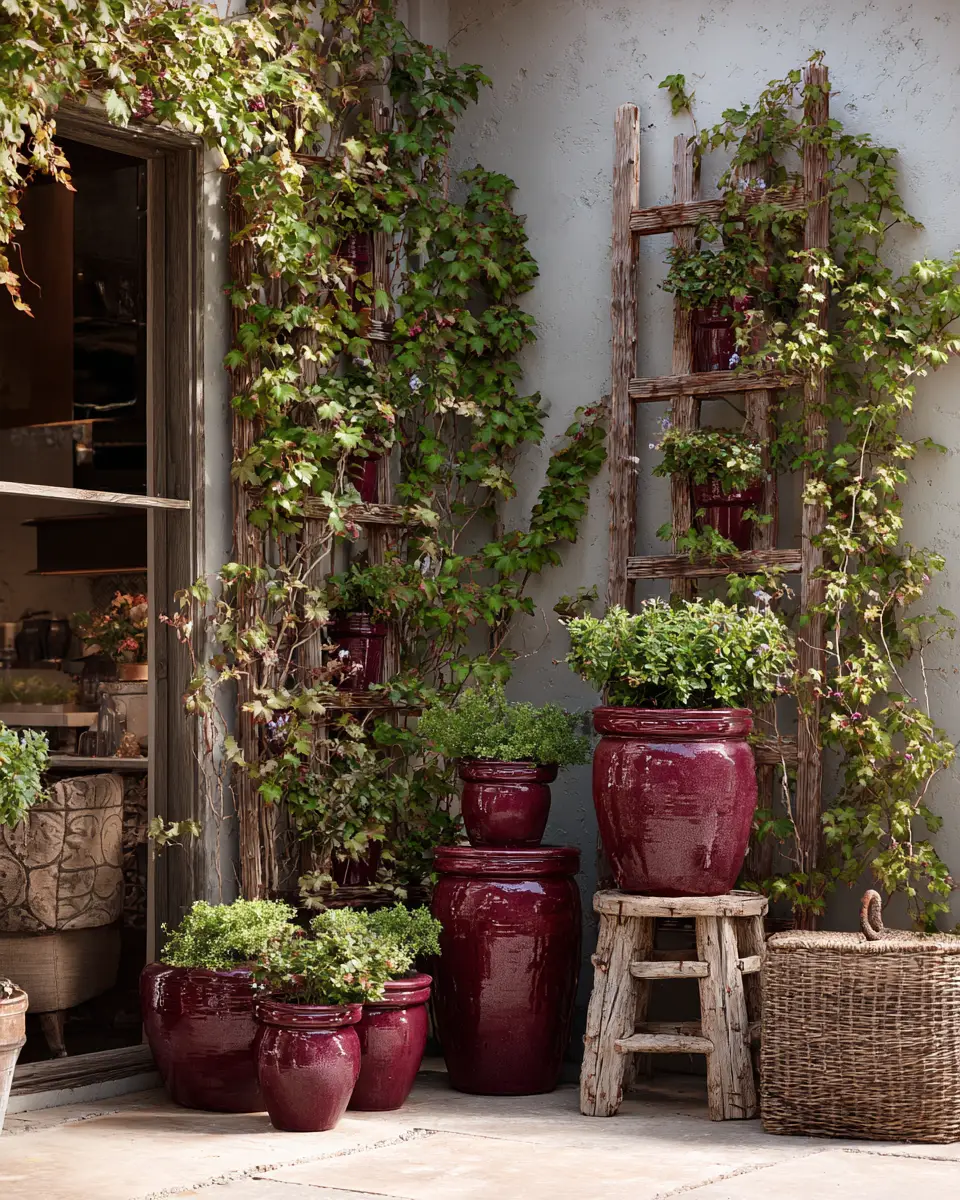 Burgundy Rustic Patio Decor Ideas