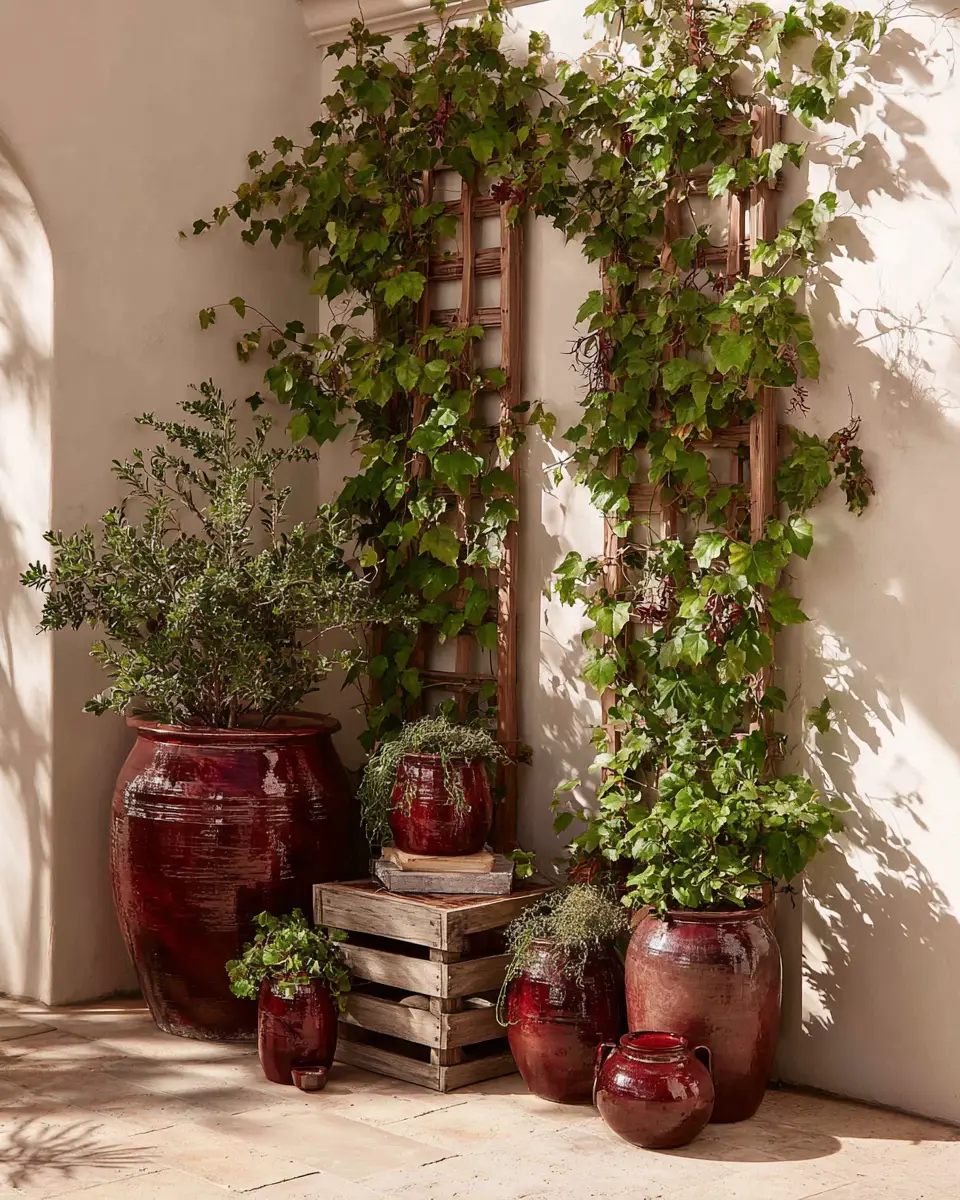 Burgundy Rustic Patio Decor Ideas