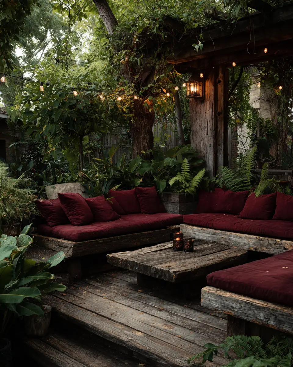 Burgundy Rustic Patio Decor Ideas