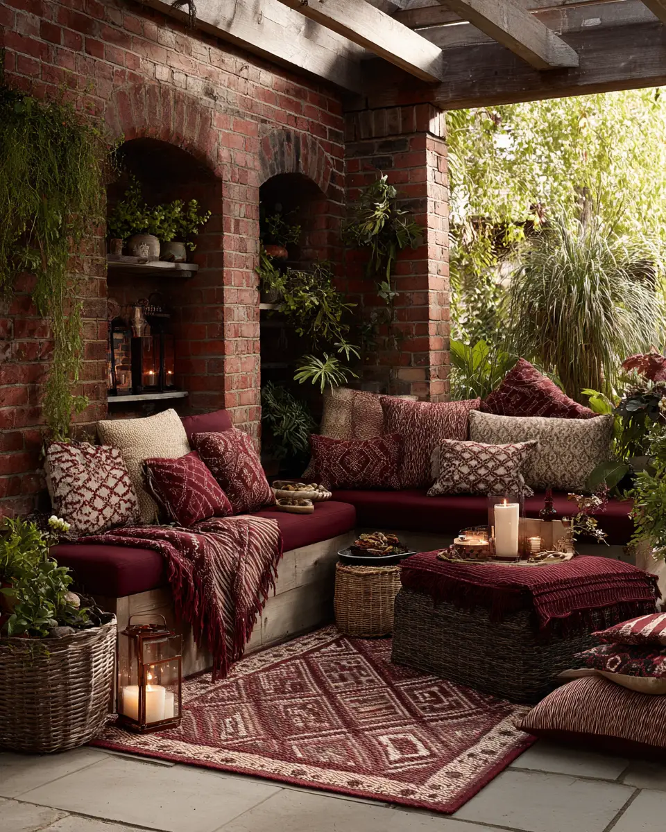 Burgundy Rustic Patio Decor Ideas
