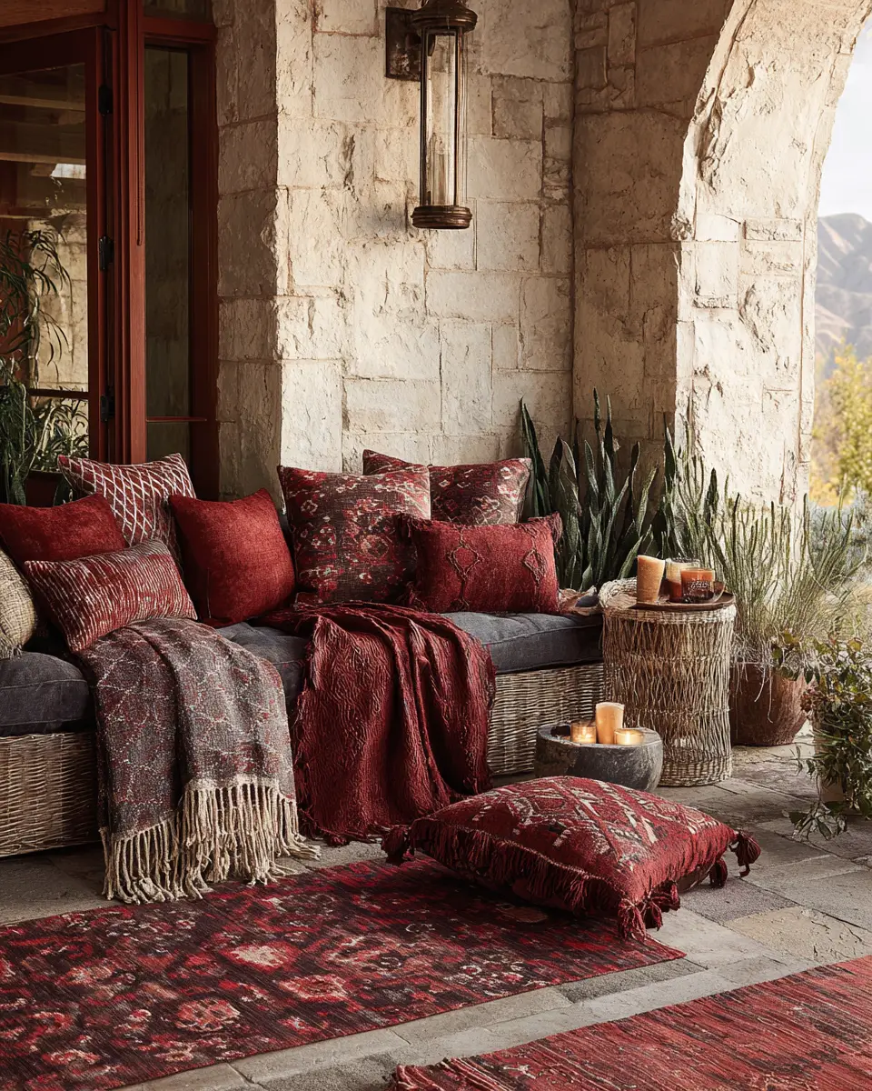 Burgundy Rustic Patio Decor Ideas