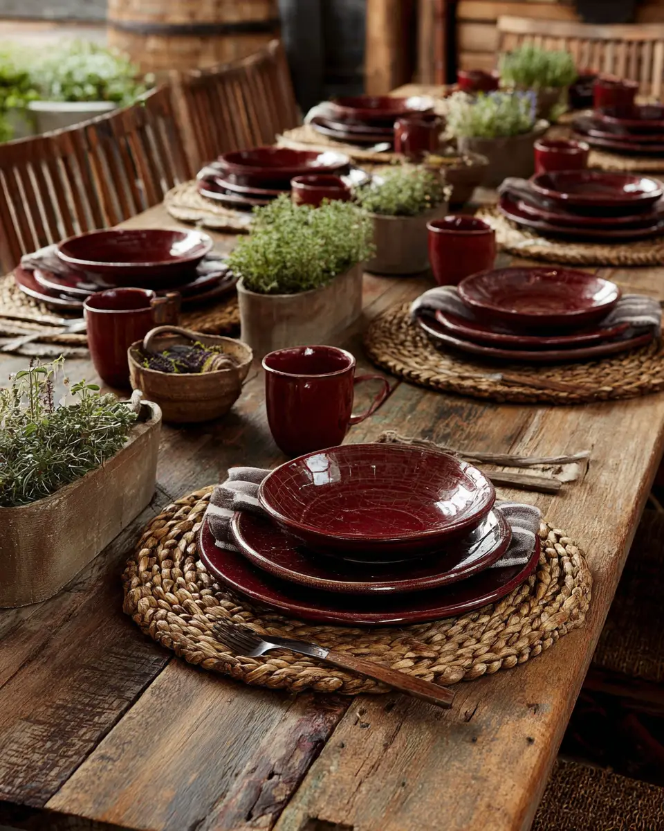 Burgundy Rustic Patio Decor Ideas