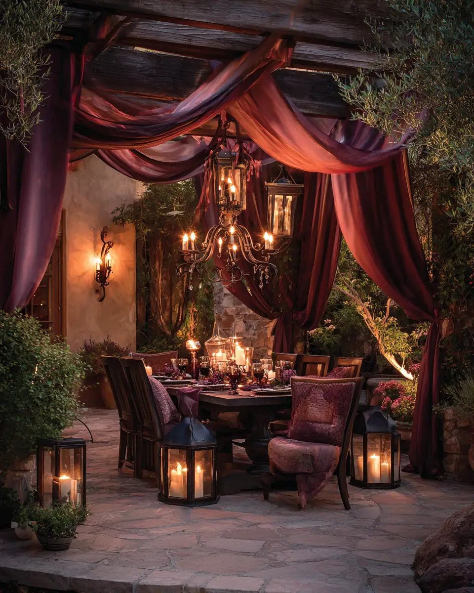 Burgundy Rustic Patio Decor Ideas
