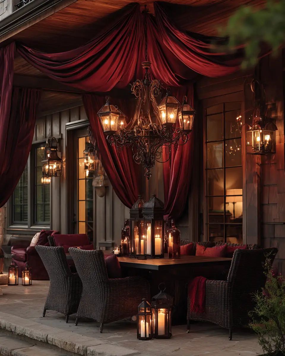 Burgundy Rustic Patio Decor Ideas