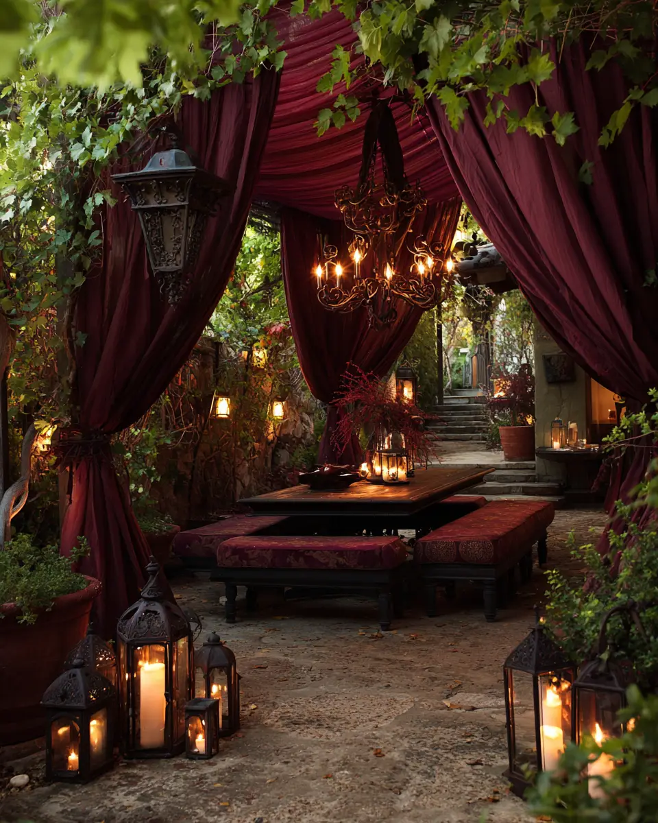 Burgundy Rustic Patio Decor Ideas