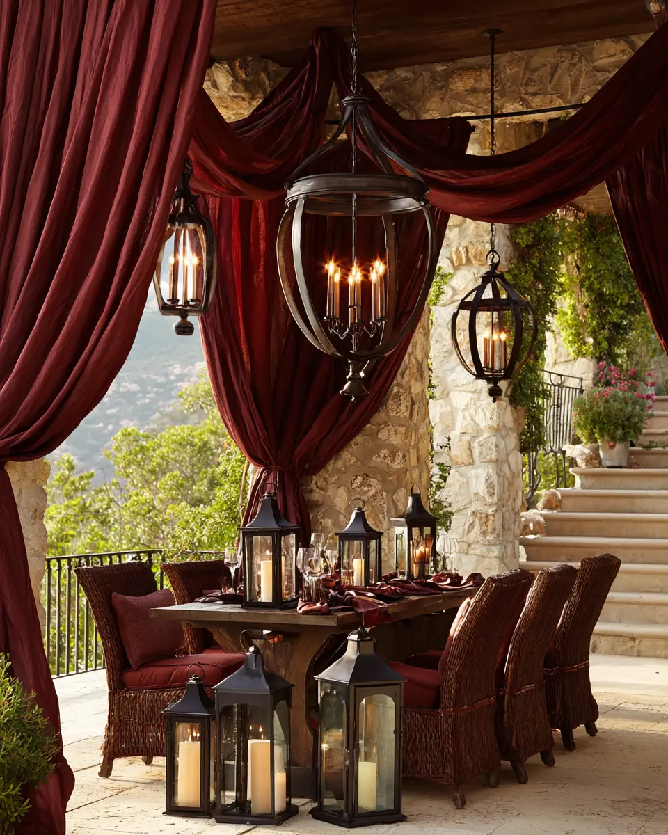 Burgundy Rustic Patio Decor Ideas