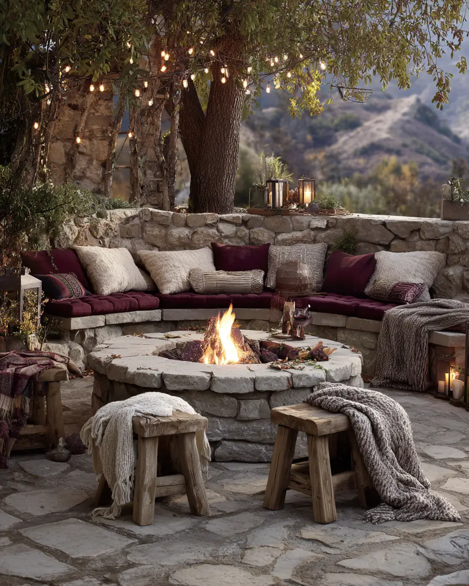 Burgundy Rustic Patio Decor Ideas