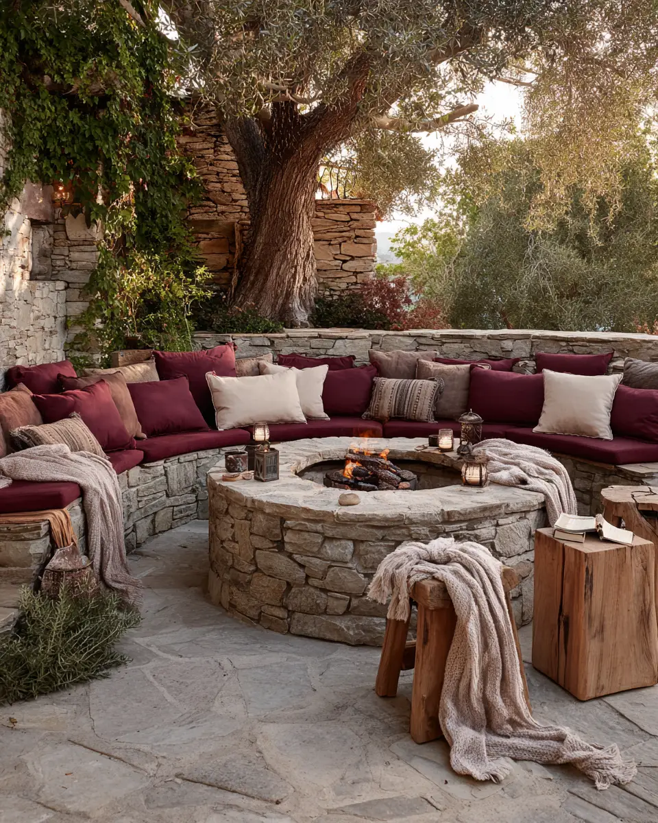 Burgundy Rustic Patio Decor Ideas