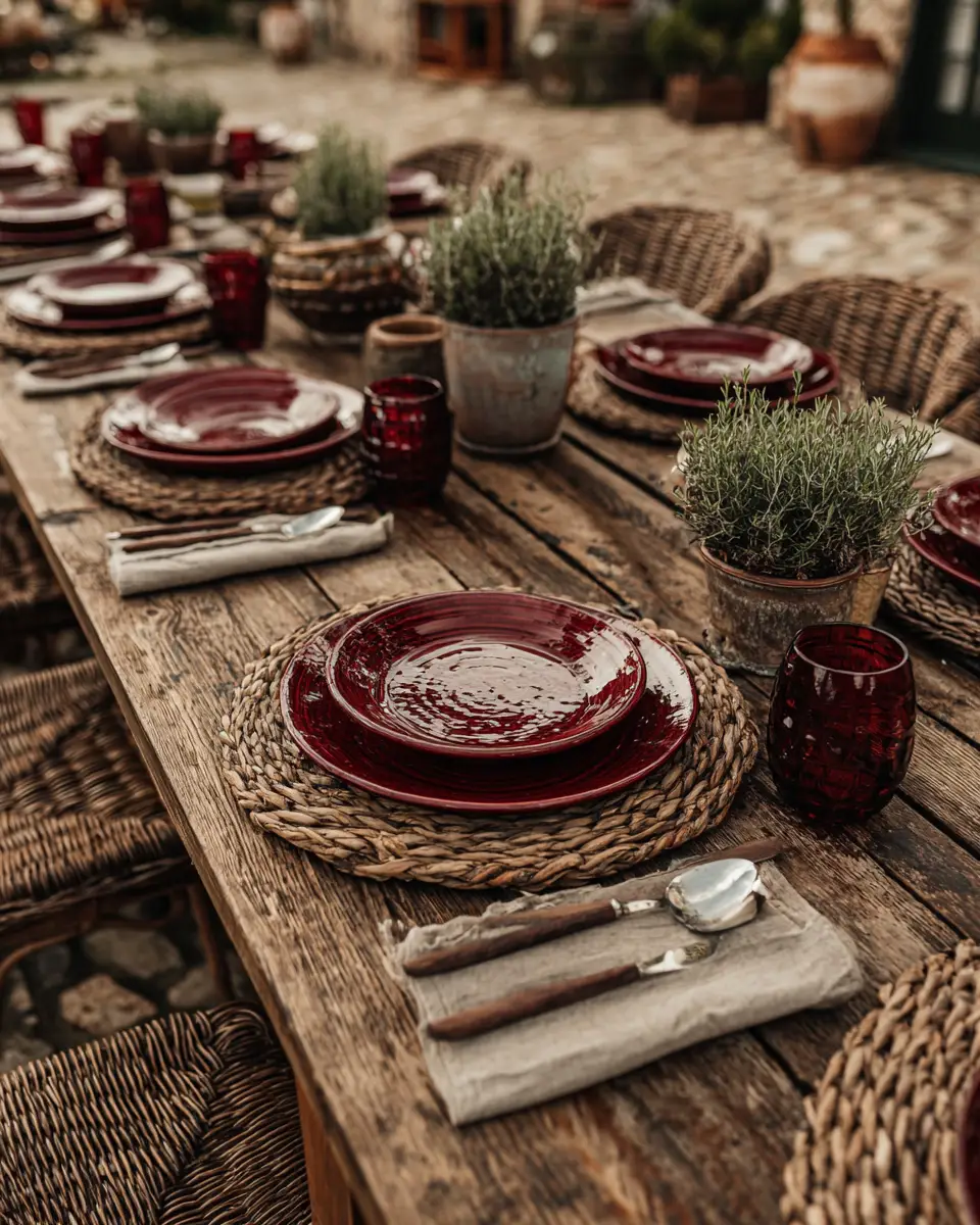 Burgundy Rustic Patio Decor Ideas