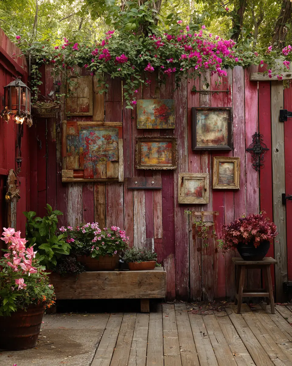 Burgundy Rustic Patio Decor Ideas