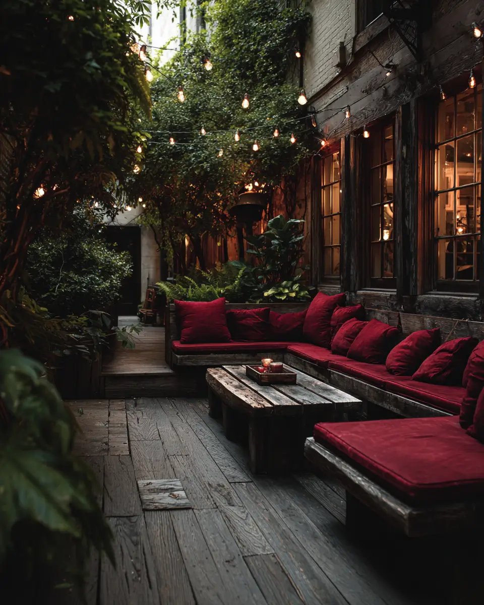 Burgundy Rustic Patio Decor Ideas