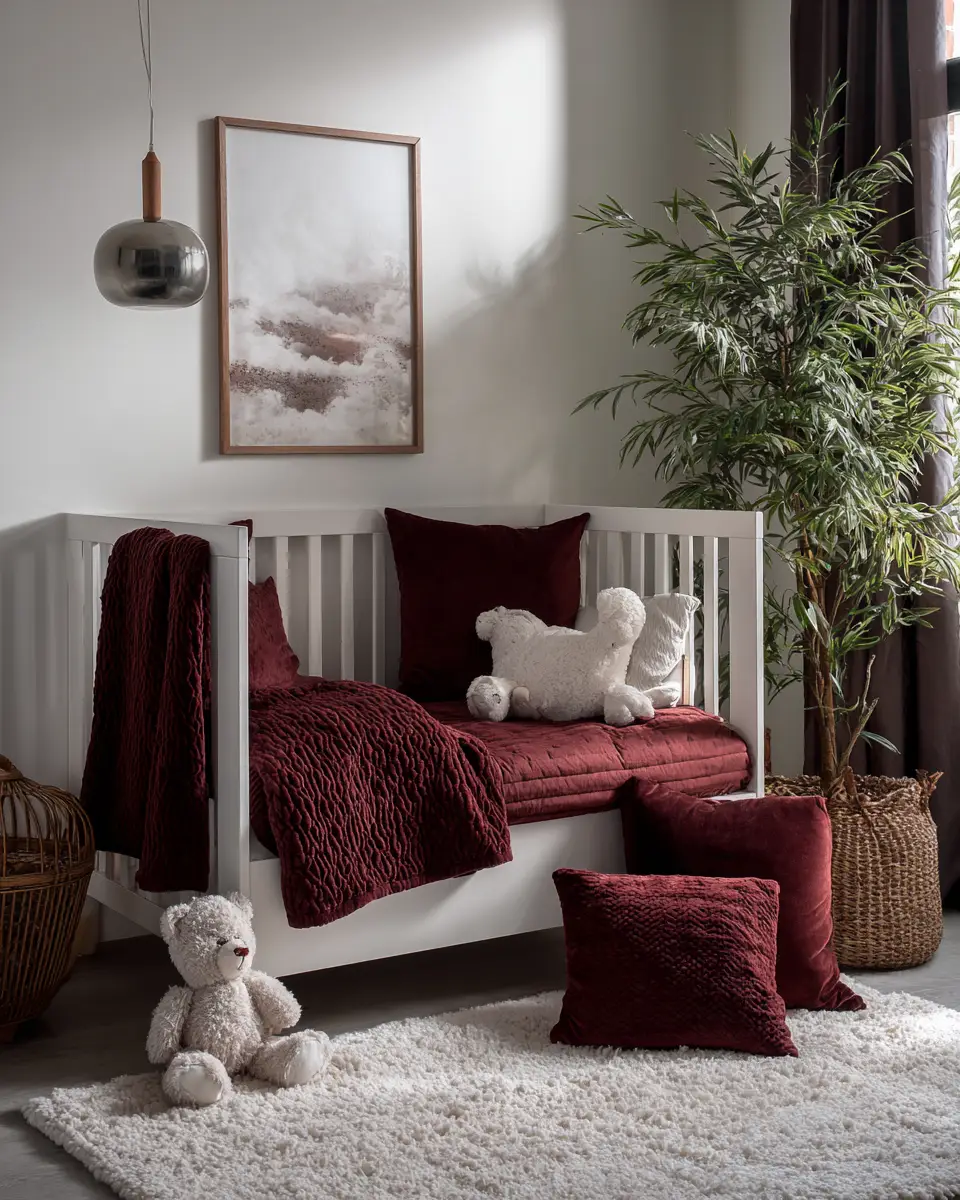 Burgundy Scandinavian Nursery Decor Ideas