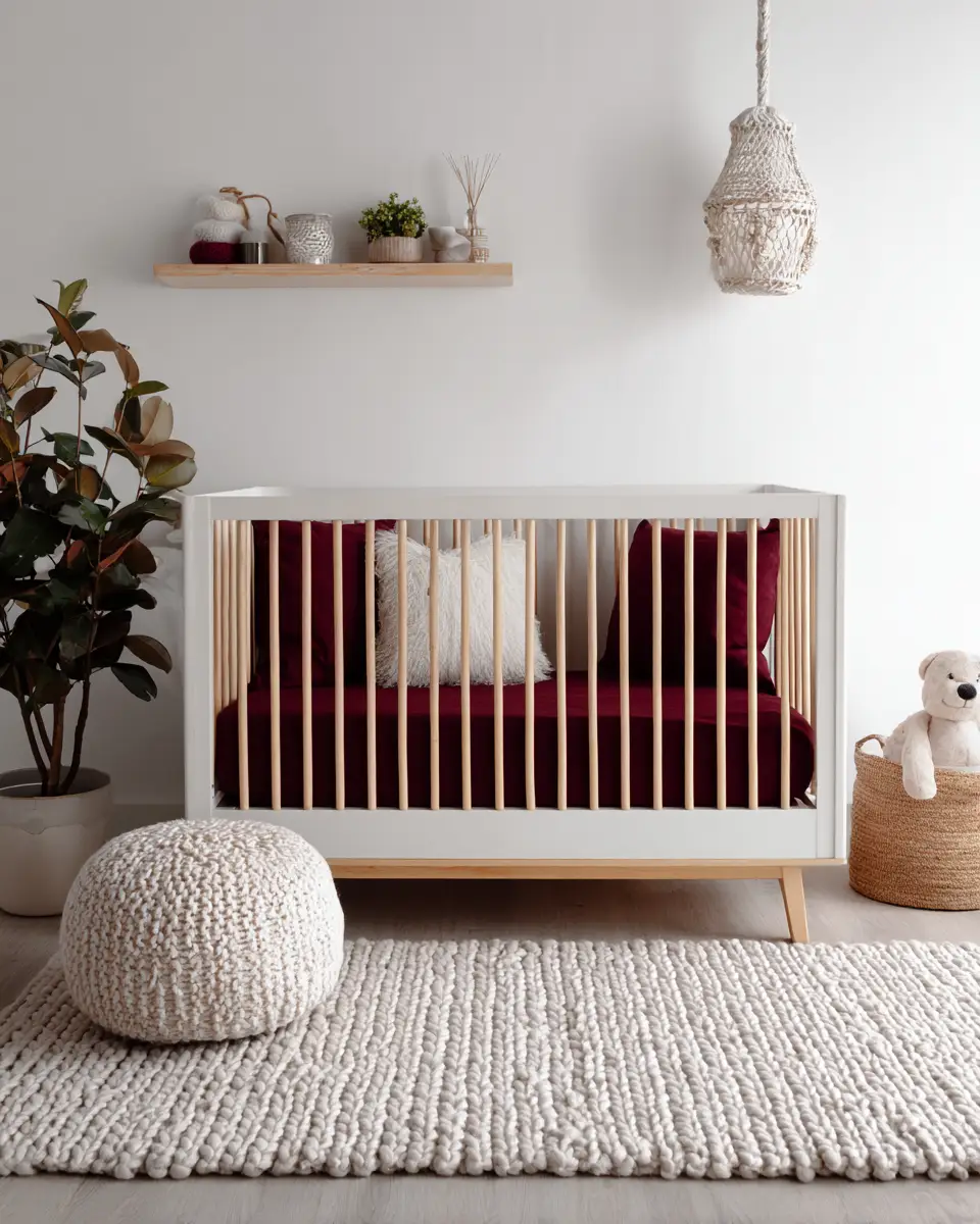 Burgundy Scandinavian Nursery Decor Ideas