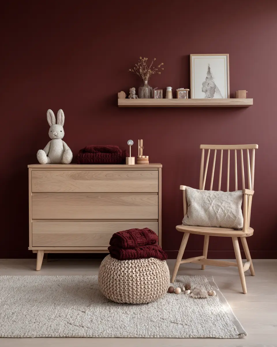 Burgundy Scandinavian Nursery Decor Ideas