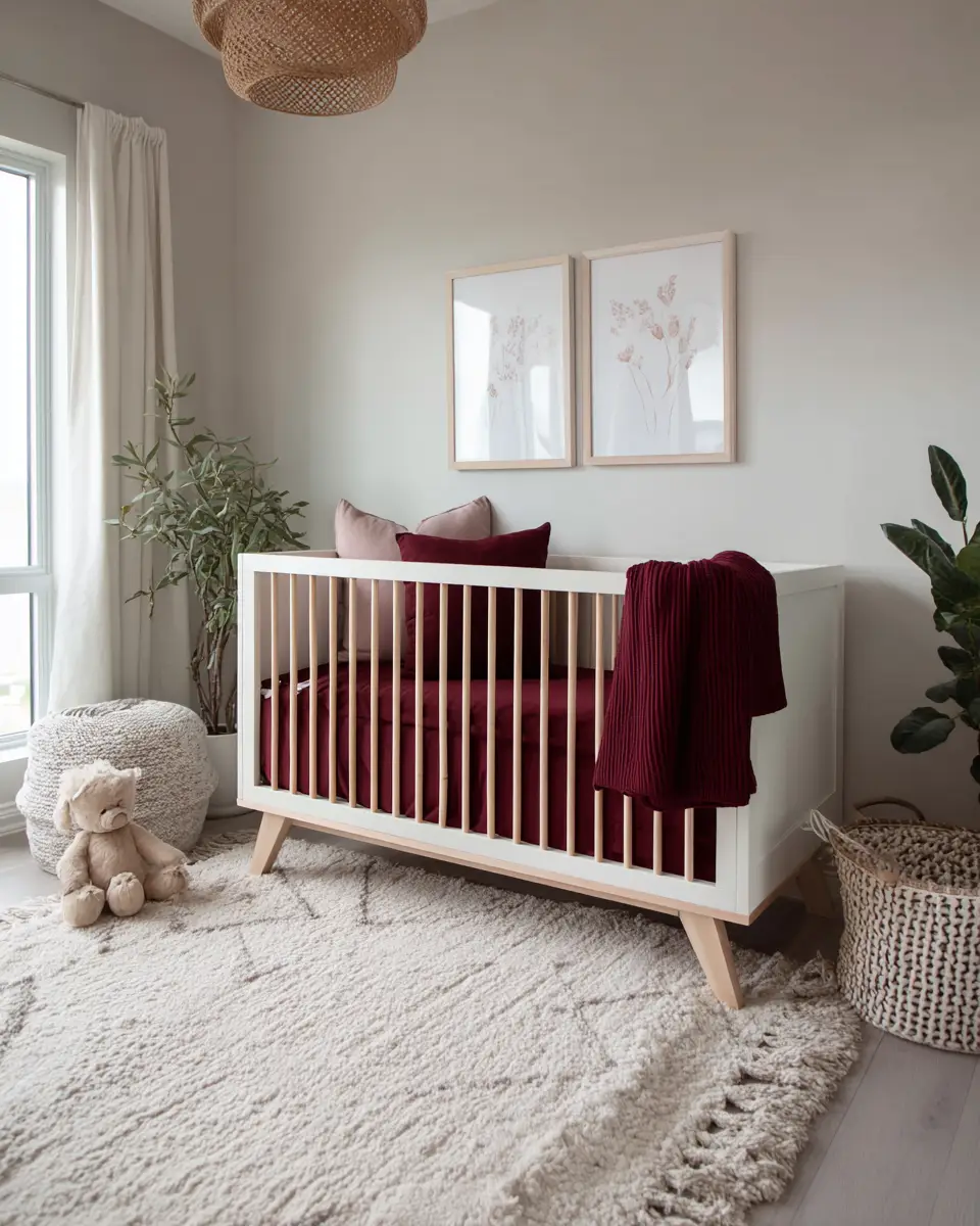 Burgundy Scandinavian Nursery Decor Ideas