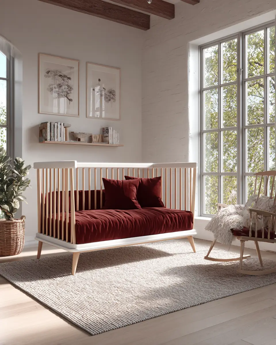 Burgundy Scandinavian Nursery Decor Ideas