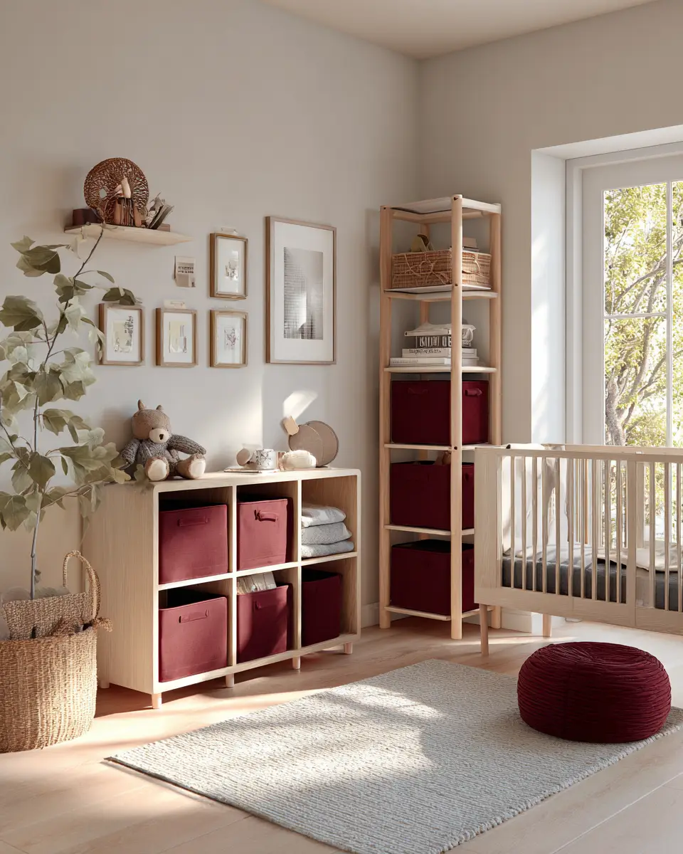 Burgundy Scandinavian Nursery Decor Ideas