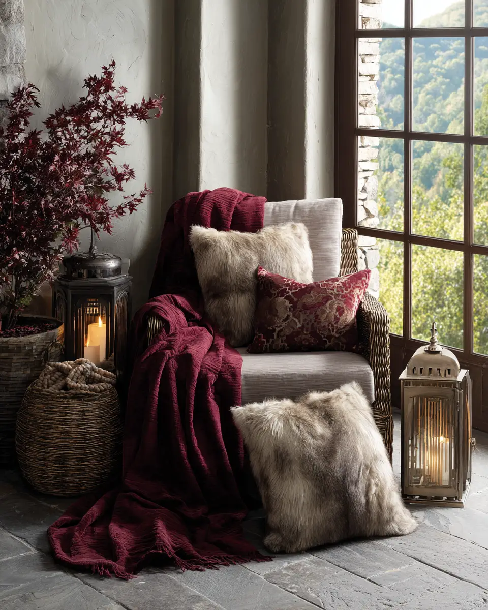 Burgundy Transitional Balcony Decor Ideas