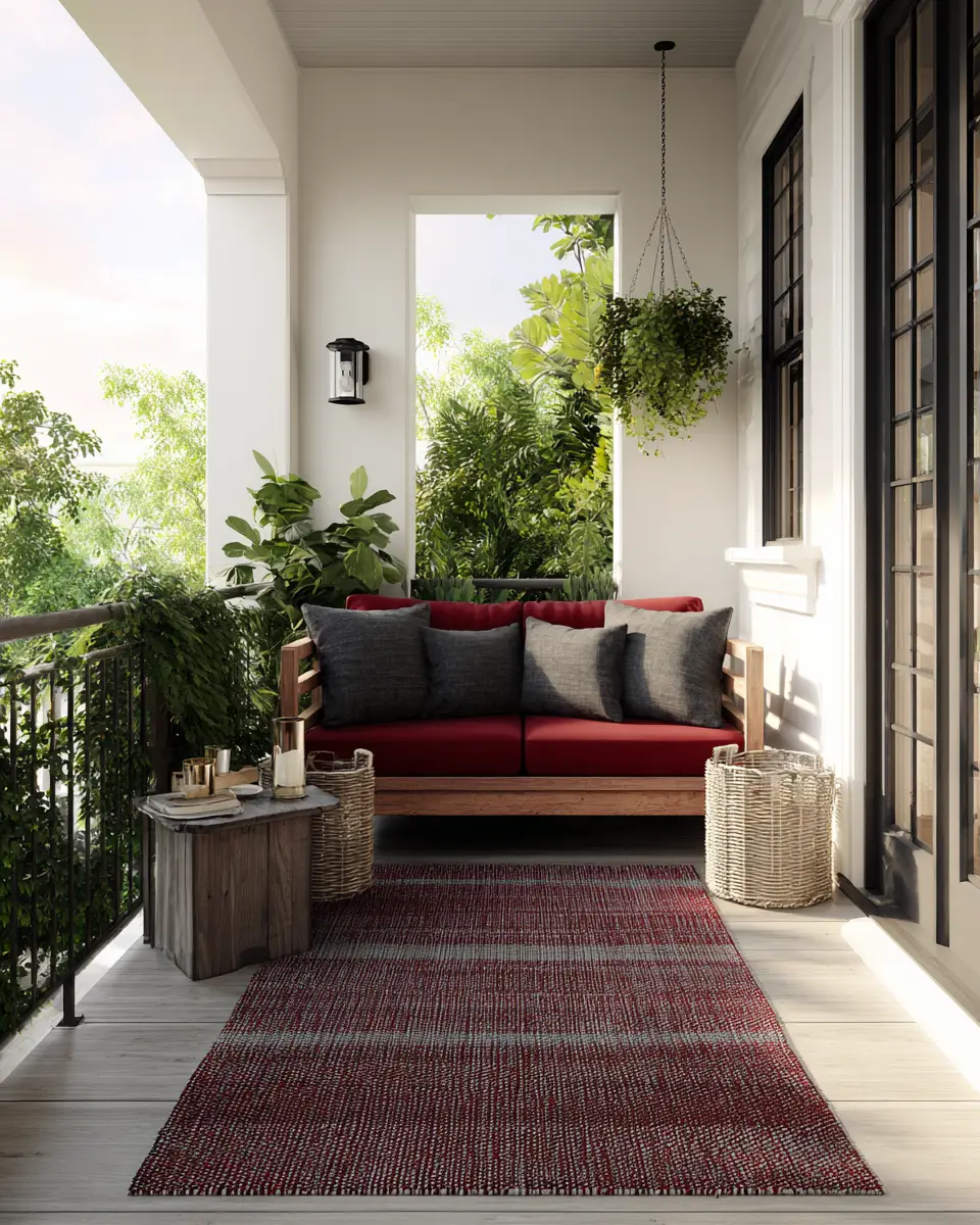 Burgundy Transitional Balcony Decor Ideas