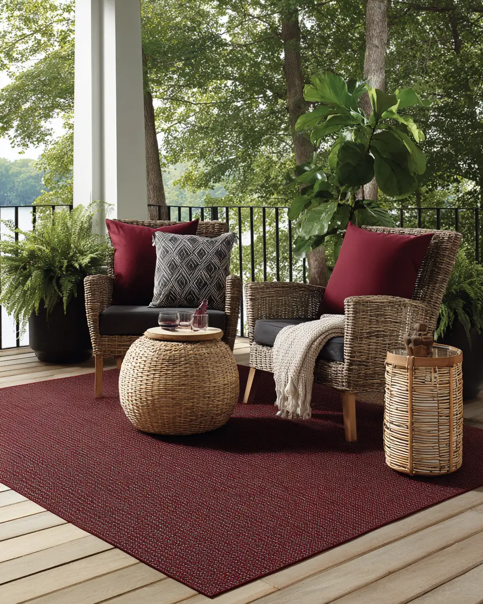 Burgundy Transitional Balcony Decor Ideas